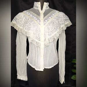 Vintage Jessica’s Gunnies San Francisco Cream Blouse Lace Ruffles